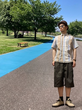 「RED KAP（レッドキャップ）のパンツ（その他パンツ、ブラウン系）」を使った、モミヒゲさん（メンズ・175cm）の夏コーディネート