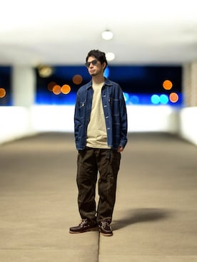 「アイテム（カーゴパンツ）」を使った、モミヒゲさん（メンズ・175cm）の秋コーディネート