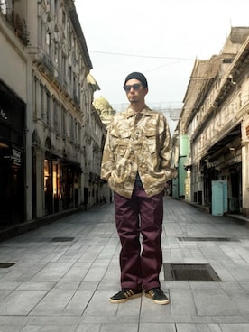 「アイテム（ミリタリージャケット）」を使った、モミヒゲさん（メンズ・175cm）の秋コーディネート