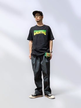 「RED KAP（レッドキャップ）のチノパンツ（チノパンツ、グレー系）」を使った、モミヒゲさん（メンズ・175cm）の夏コーディネート