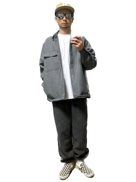 「あごひげ」｜「アイテム（スリッポン）」を使った、モミヒゲさん（メンズ・175cm）の春コーディネート