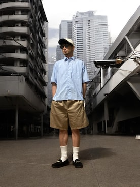 「アイテム（チノパンツ）」を使った、モミヒゲさん（メンズ・175cm）の夏コーディネート