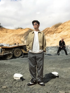 「アイテム（ハンチング/ベレー帽）」を使った、モミヒゲさん（メンズ・175cm）の秋コーディネート