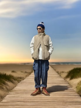 「GRAVIS（グラヴィス）のアイテム」を使った、モミヒゲさん（メンズ・175cm）の冬コーディネート