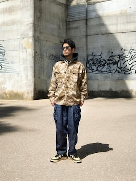 「アイテム（ミリタリージャケット）」を使った、モミヒゲさん（メンズ・175cm）の冬コーディネート