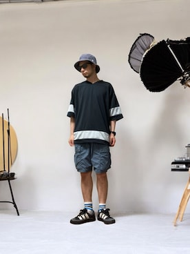 「カーゴショーツ」｜モミヒゲさん（メンズ・175cm）の夏コーディネート
