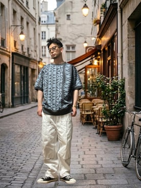「CONVERSE（コンバース）のアイテム」を使った、モミヒゲさん（メンズ・175cm）の春コーディネート