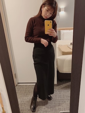 「スリット」｜「アイテム（その他）」を使った、neneさん（レディース・152cm）の冬コーディネート
