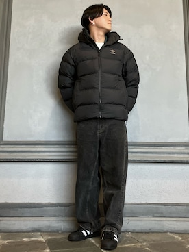 「アディダスオリジナルス」｜「アイテム（ダウンジャケット/コート）」を使った、igさん（メンズ・170cm）の冬コーディネート