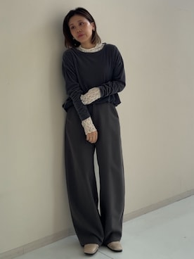 「nissen（ニッセン）のアイテム（Tシャツ/カットソー）」を使った、KAYAさん（レディース・153cm）の秋コーディネート