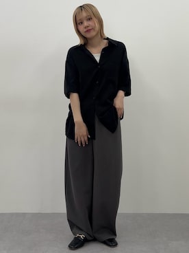 「nissen（ニッセン）の【低身長/高身長サイズ有】カーブパンツ（Petitjo/slattgir.)　美脚見え・UVカット（その他パンツ）」を使った、KAYAさん（レディース・153cm）の夏コーディネート