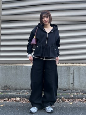 「アイテム（パンツドレス）」を使った、KAYAさん（レディース・153cm）の冬コーディネート