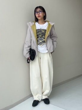 「nissen（ニッセン）のアイテム（Tシャツ/カットソー）」を使った、KAYAさん（レディース・153cm）の秋コーディネート