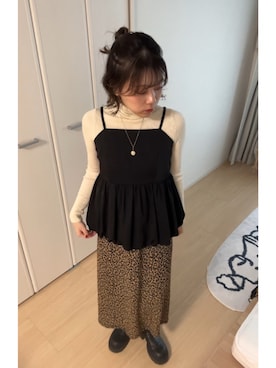 「アイテム（パンツドレス）」を使った、KAYAさん（レディース・153cm）の秋コーディネート