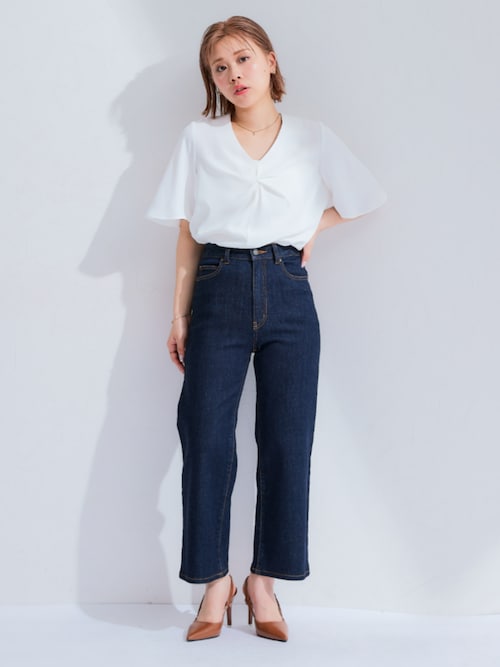 小さいサイズ ねじれ半袖ブラウス 低身長さん・小柄女性（シャツ