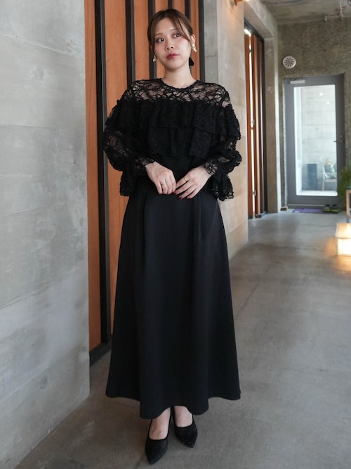 Jolie et ドレス モール刺繍レース使いティアードワンピースドレス