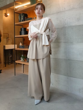 「アイテム（パンツドレス）」を使った、KAYAさん（レディース・153cm）の秋コーディネート