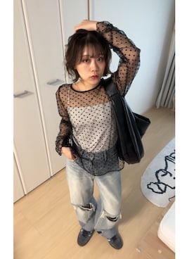 「アイテム（パンツドレス）」を使った、KAYAさん（レディース・153cm）の秋コーディネート