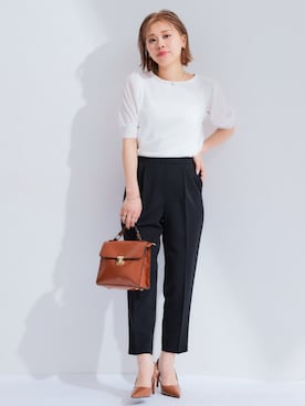 「150cm台コーデ」｜「アイテム（スラックス）」を使った、KAYAさん（レディース・153cm）の夏コーディネート