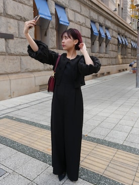 「アイテム（パンツドレス）」を使った、KAYAさん（レディース・153cm）の秋コーディネート