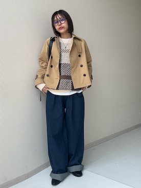 「nissen（ニッセン）のアイテム（Tシャツ/カットソー）」を使った、KAYAさん（レディース・153cm）の秋コーディネート