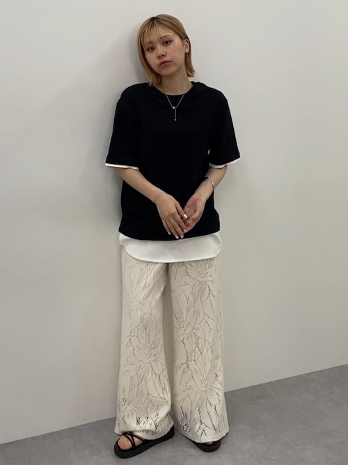 大柄カーテンレースワイドパンツ［Soiunique］（その他パンツ
