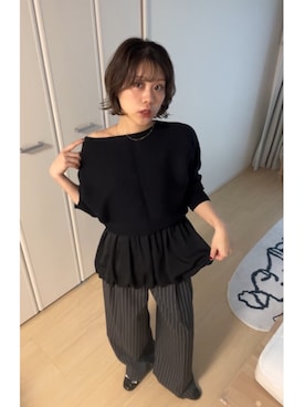 「アイテム（パンツドレス）」を使った、KAYAさん（レディース・153cm）の秋コーディネート