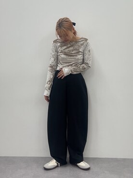 「カープパンツ」｜KAYAさん（レディース・153cm）の秋コーディネート