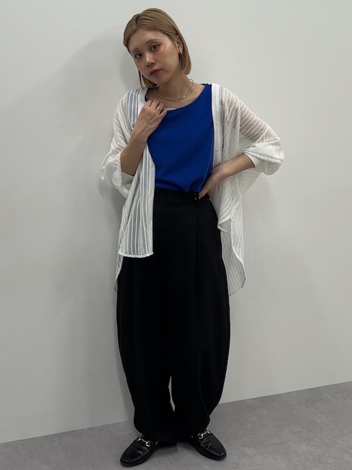 バックボタン付きシアードビーストライプシャツ ［Soiunique