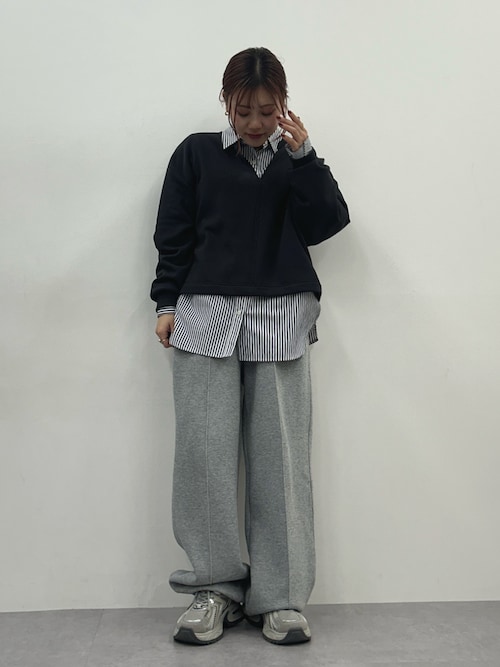 Tシャツ カットソー レディース 裏シャギー上下 セットアップ キーネック プルオーバー ＋Iライン スカート S/M ニッセン nissen 裏シャギー上下セットアップ（キーネックプルオーバー＋Iライン