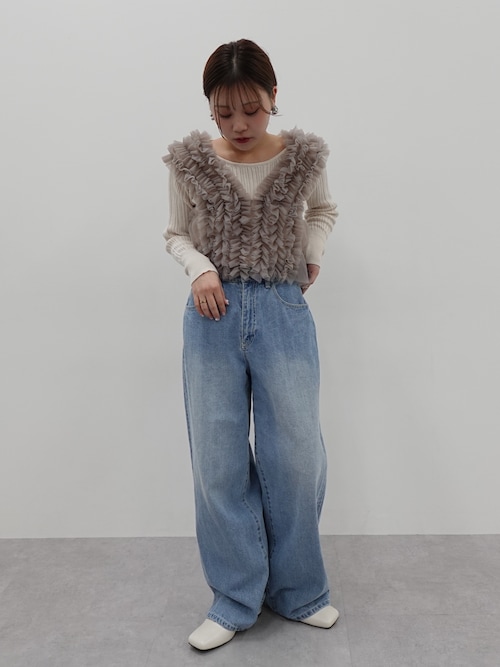 新品同様【定価1.3万】A part by チュールフリルベスト セージグリーン 楽天市場】【SALE／41%OFF】チュールフリルベスト A part by