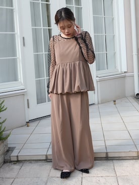 「アイテム（パンツドレス）」を使った、KAYAさん（レディース・153cm）の秋コーディネート