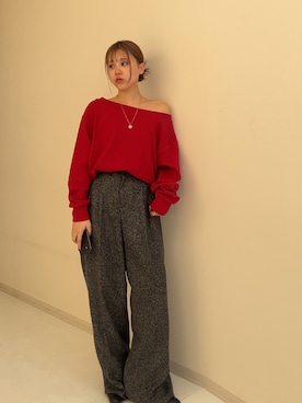 「レギュラー」｜「アイテム（スウェット）」を使った、KAYAさん（レディース・153cm）の秋コーディネート