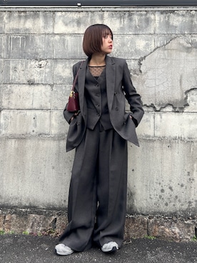 「アイテム（パンツドレス）」を使った、KAYAさん（レディース・153cm）の冬コーディネート