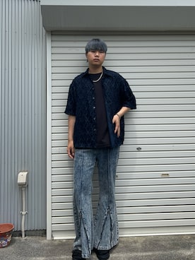 「UNIQLO（ユニクロ）のエアリズムコットンオーバーサイズTシャツ（5分袖）（Tシャツ/カットソー）」を使った、Minami Kakeruさん（メンズ・181cm・20代）の秋コーディネート