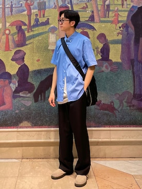 「スエードシューズ」｜「アイテム（バッグ）」を使った、PAKUさん（メンズ・173cm）の夏コーディネート