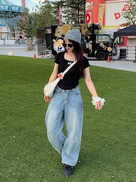 「SONA（ソナ）のアイテム（デニムパンツ）」を使った、senaさん（レディース・158cm）の夏コーディネート