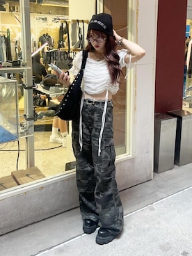 「アイテム（帽子、グレー系）」を使った、senaさん（レディース・158cm）の秋コーディネート