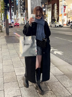 「新星WEARISTAにエントリー」｜「アイテム（ステンカラーコート）」を使った、senaさん（レディース・158cm）の冬コーディネート