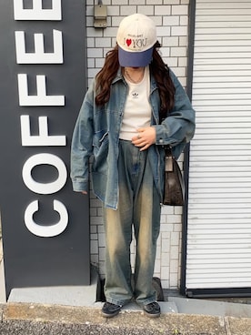 「アイテム（デニムジャケット）」を使った、senaさん（レディース・158cm）の夏コーディネート