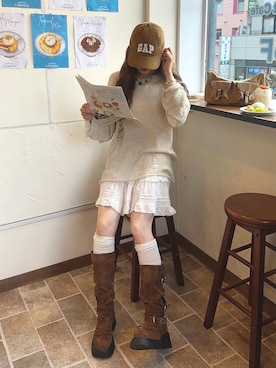「アイテム（ニット/セーター）」を使った、senaさん（レディース・158cm）の秋コーディネート