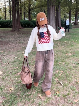 「アイテム（キャップ）」を使った、senaさん（レディース・158cm）の秋コーディネート