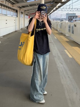 「common gull products.（コモンガルプロダクツ）のアイテム（Tシャツ/カットソー）」を使った、senaさん（レディース・158cm）の春コーディネート