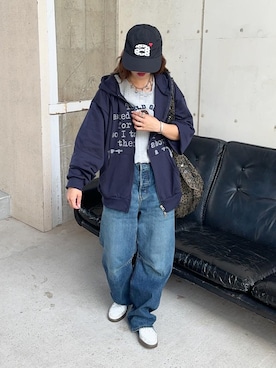「アイテム（パーカー）」を使った、senaさん（レディース・158cm）の秋コーディネート