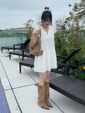 「SONA（ソナ）のアイテム（ワンピース、ホワイト系）」を使った、senaさん（レディース・158cm）の夏コーディネート
