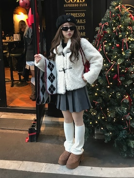 「アイテム（ブラック系）」を使った、senaさん（レディース・158cm）の冬コーディネート