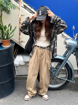 「アイテム（チノパンツ）」を使った、senaさん（レディース・158cm）の秋コーディネート