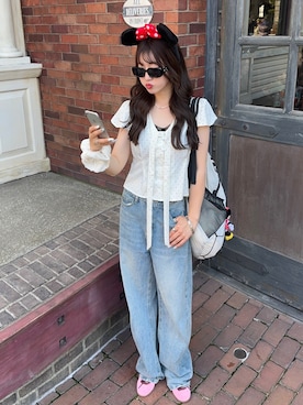 「MOUSSY（マウジー）のアイテム」を使った、senaさん（レディース・158cm）の夏コーディネート