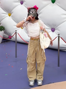 「アイテム（帽子）」を使った、senaさん（レディース・158cm）の夏コーディネート