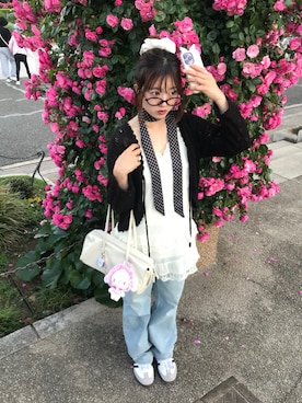 「MUSINSA STANDARD WOMAN（ムシンサスタンダードウーマン）の[クールタンダード] ウィメンズ ストレート デニムパンツ [ライトインディゴ]（デニムパンツ、その他）」を使った、senaさん（レディース・158cm）の春コーディネート